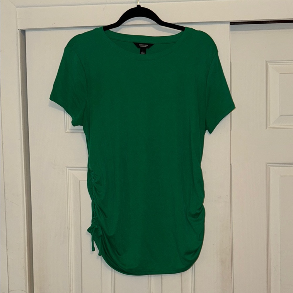Simply Vera Vera Wang Green Ruched T-Shirt